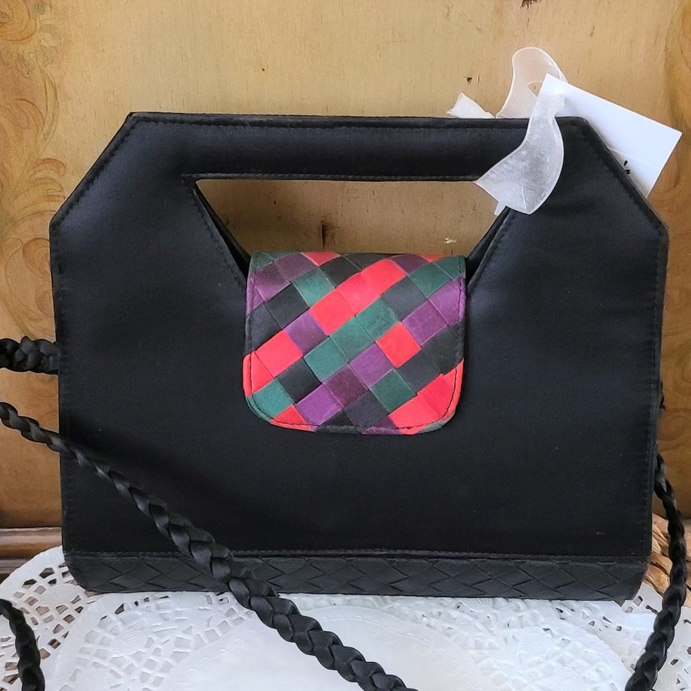 Satin Braided Art Deco Look Vintage Handbag